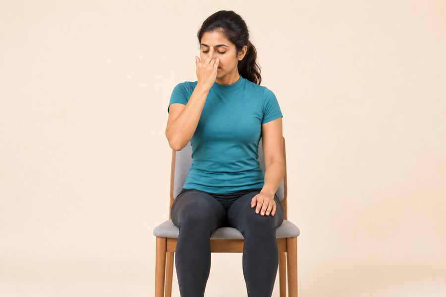 Alternate nostril breathing on a chair