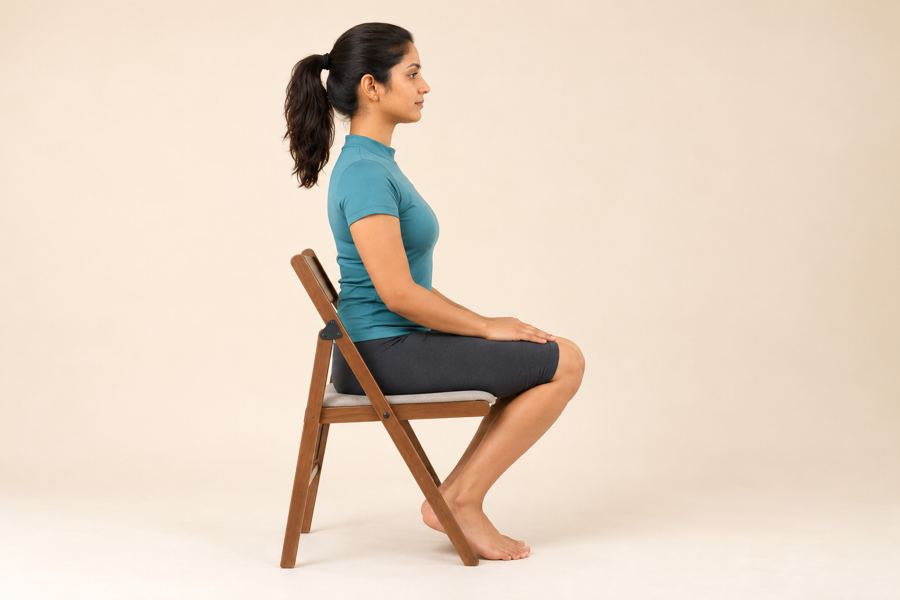 Mandukasana on a chair